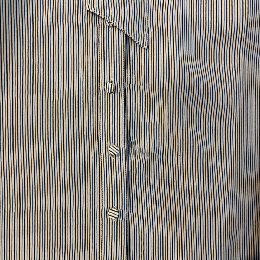 J. Crew Navy & White Striped Tie-Neck Shirt - Picture 4 of 7